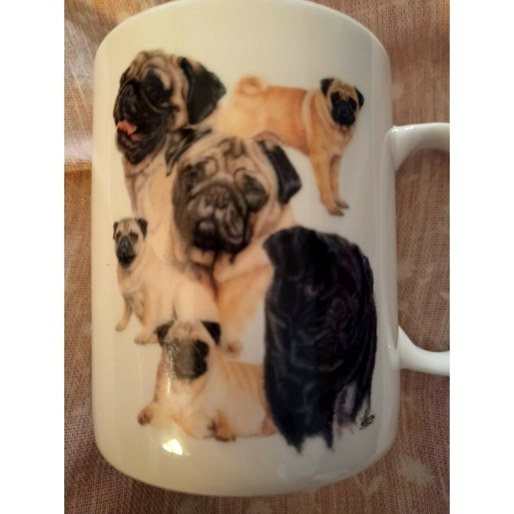 Pug Print Ceramic Mug with History of Pugs the Perfect Gift for Pug Lovers